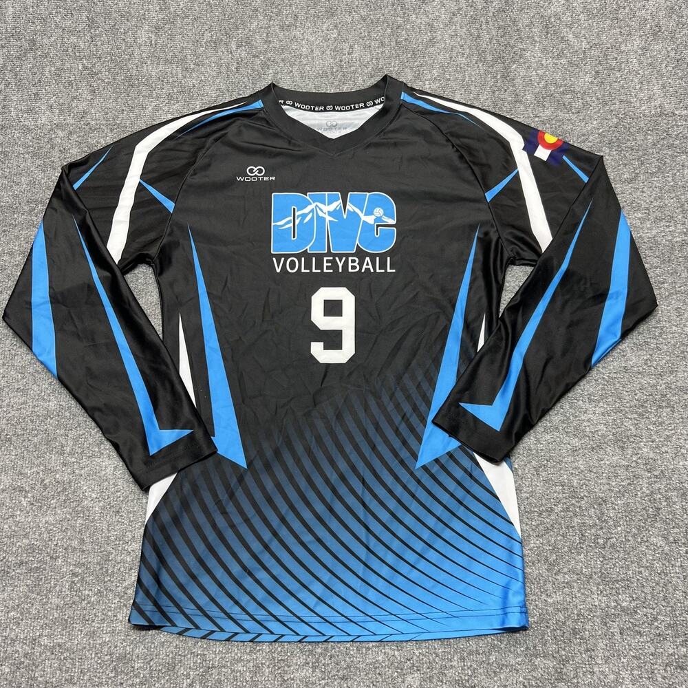 Wooter Shirt Womens Medium Black Long Sleeve DVC Volleyball Jersey #9 Top